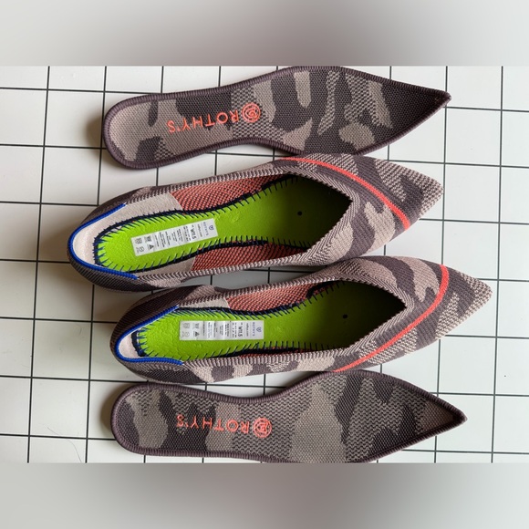 Rothy's 11.5 Camouflage with orange stripe points - Picture 3 of 6